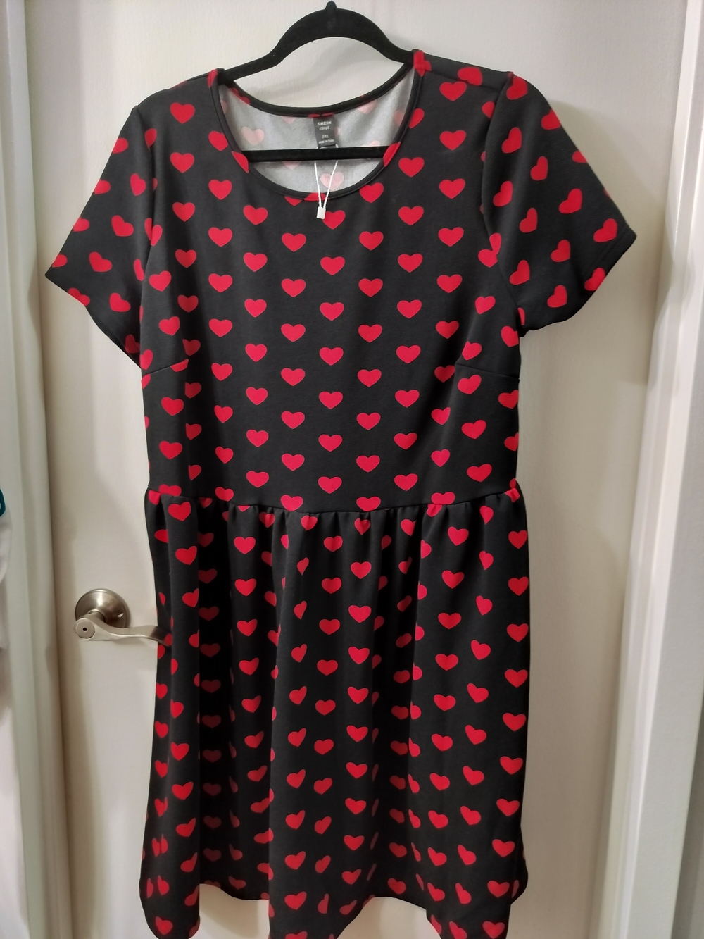 SHEIN Black Dress with Red Heart Print